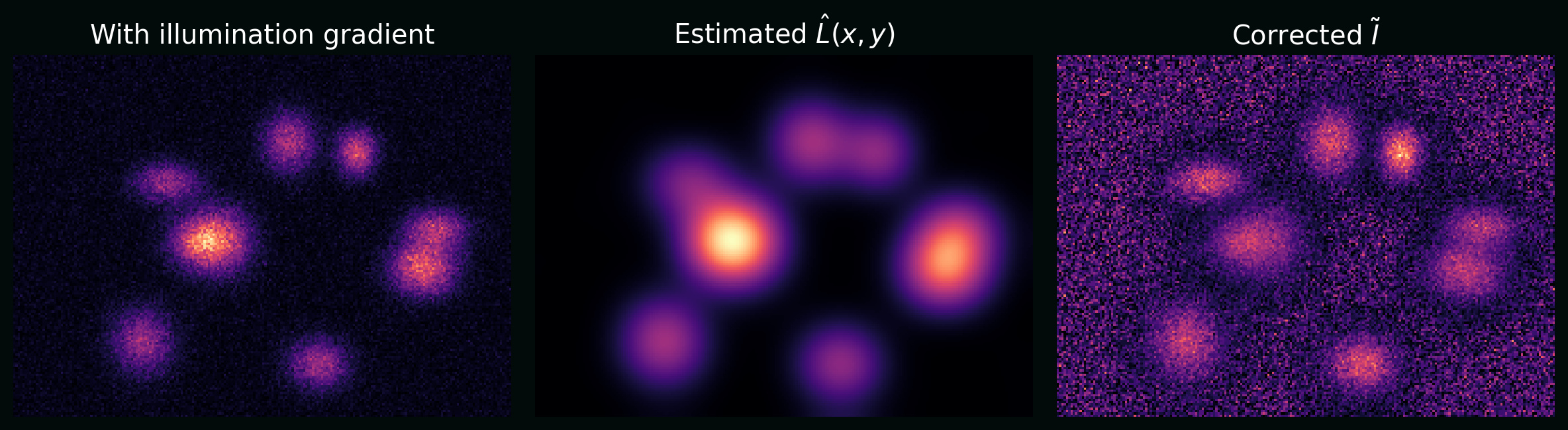 Flat-field illumination correction on a synthetic microscopy image